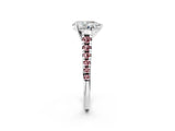 White gold Pear Cut Diamond Cathedral Solitaire Ring with Round with Morganite side stone Pavé Band_14