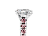 White gold Pear Cut Diamond Cathedral Solitaire Ring with Round with Morganite side stone Pavé Band_17