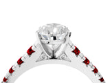 White gold Pear Cut Diamond Cathedral Solitaire Ring with Round with Ruby side stone Pavé Band_28