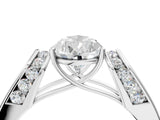 White gold Pear Cut Diamond Channel Set Solitaire Ring with Four-Prong Setting_14