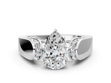 White gold Pear Cut Diamond Channel Set Solitaire Ring with Four-Prong Setting_52