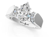 White gold Pear Cut Diamond Channel Set Solitaire Ring with Four-Prong Setting_53