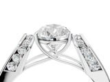 White gold Pear Cut Diamond Channel Set Solitaire Ring with Four-Prong Setting_56