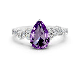 White gold Pear Cut Diamond Cluster Pavé Band with Four-Prong Setting