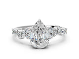 White gold Pear Cut Diamond Cluster Pavé Band with Four-Prong Setting_18