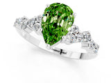 White gold Pear Cut Diamond Cluster Pavé Band with Four-Prong Setting_1