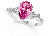 White gold Pear Cut Diamond Cluster Pavé Band with Four-Prong Setting_1