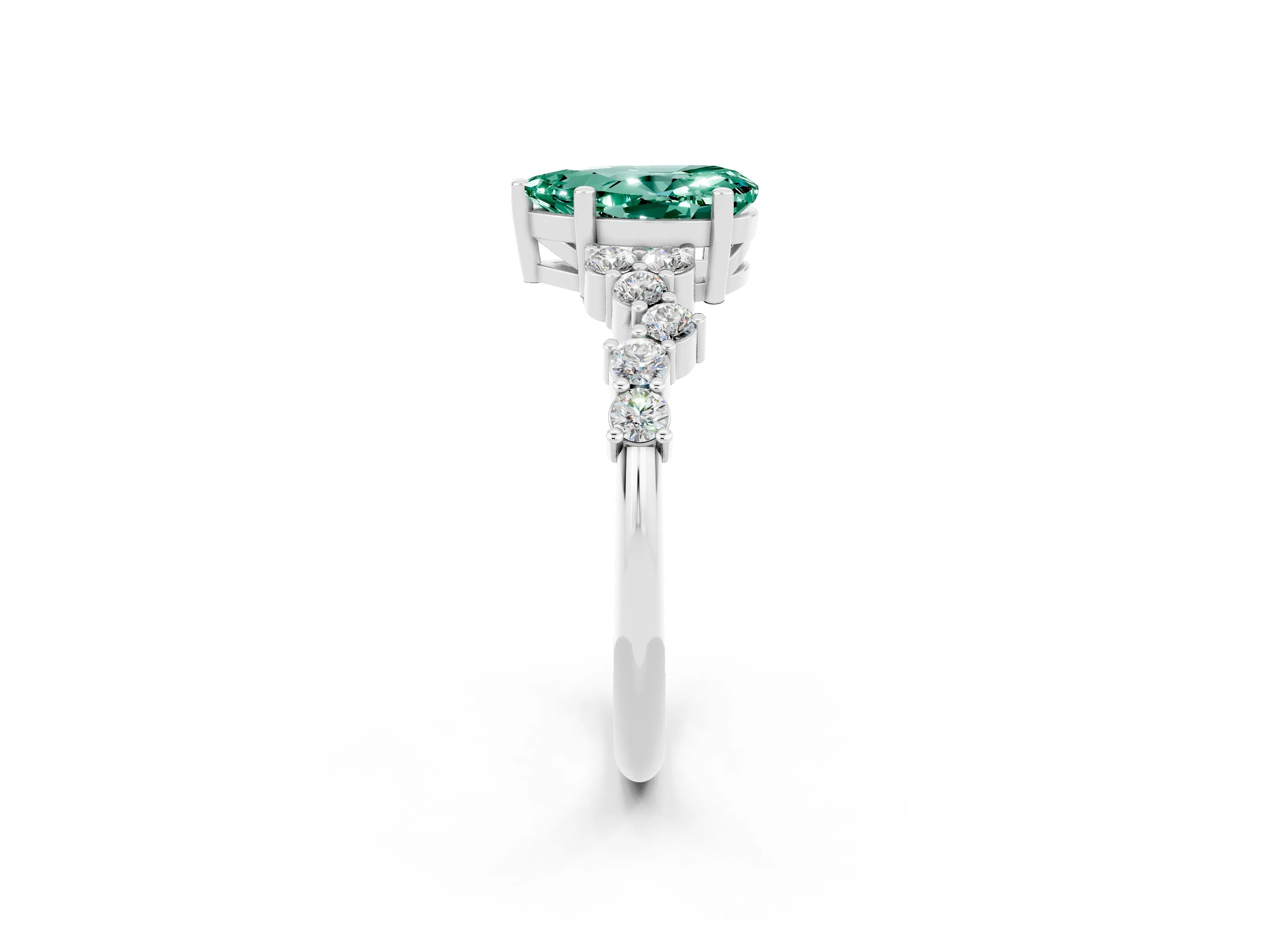 White gold Pear Cut Diamond Cluster Pavé Band with Four-Prong Setting_2