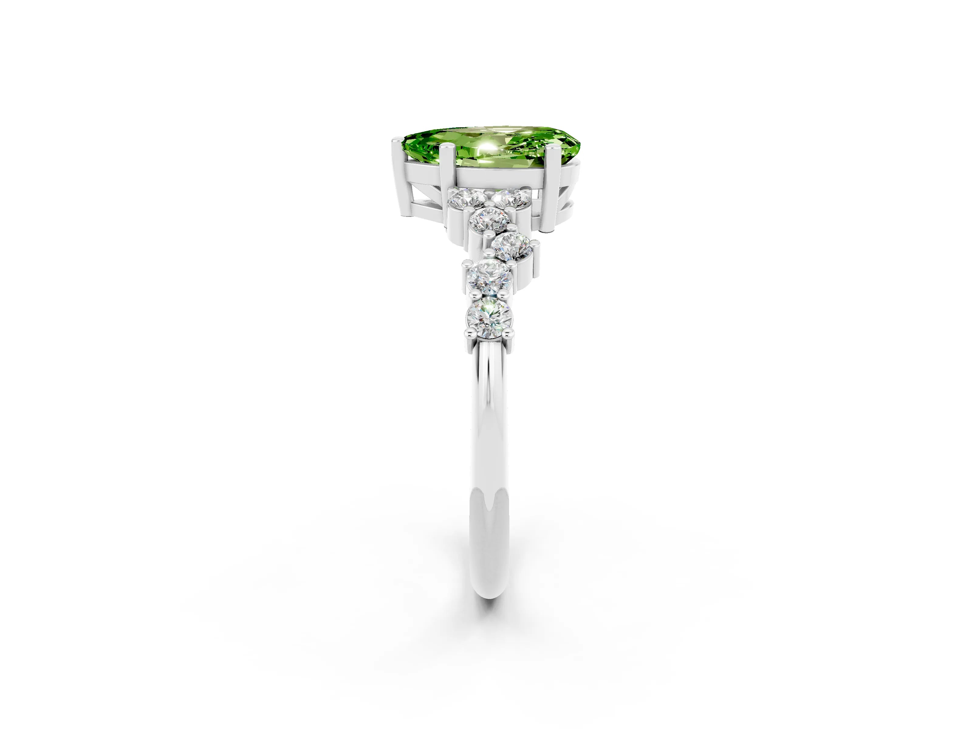 White gold Pear Cut Diamond Cluster Pavé Band with Four-Prong Setting_2