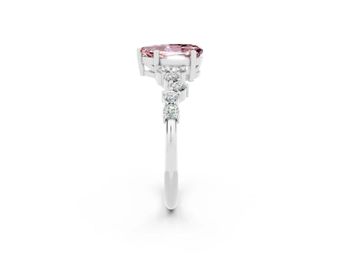 White gold Pear Cut Diamond Cluster Pavé Band with Four-Prong Setting_2