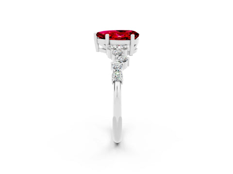 White gold Pear Cut Diamond Cluster Pavé Band with Four-Prong Setting_2