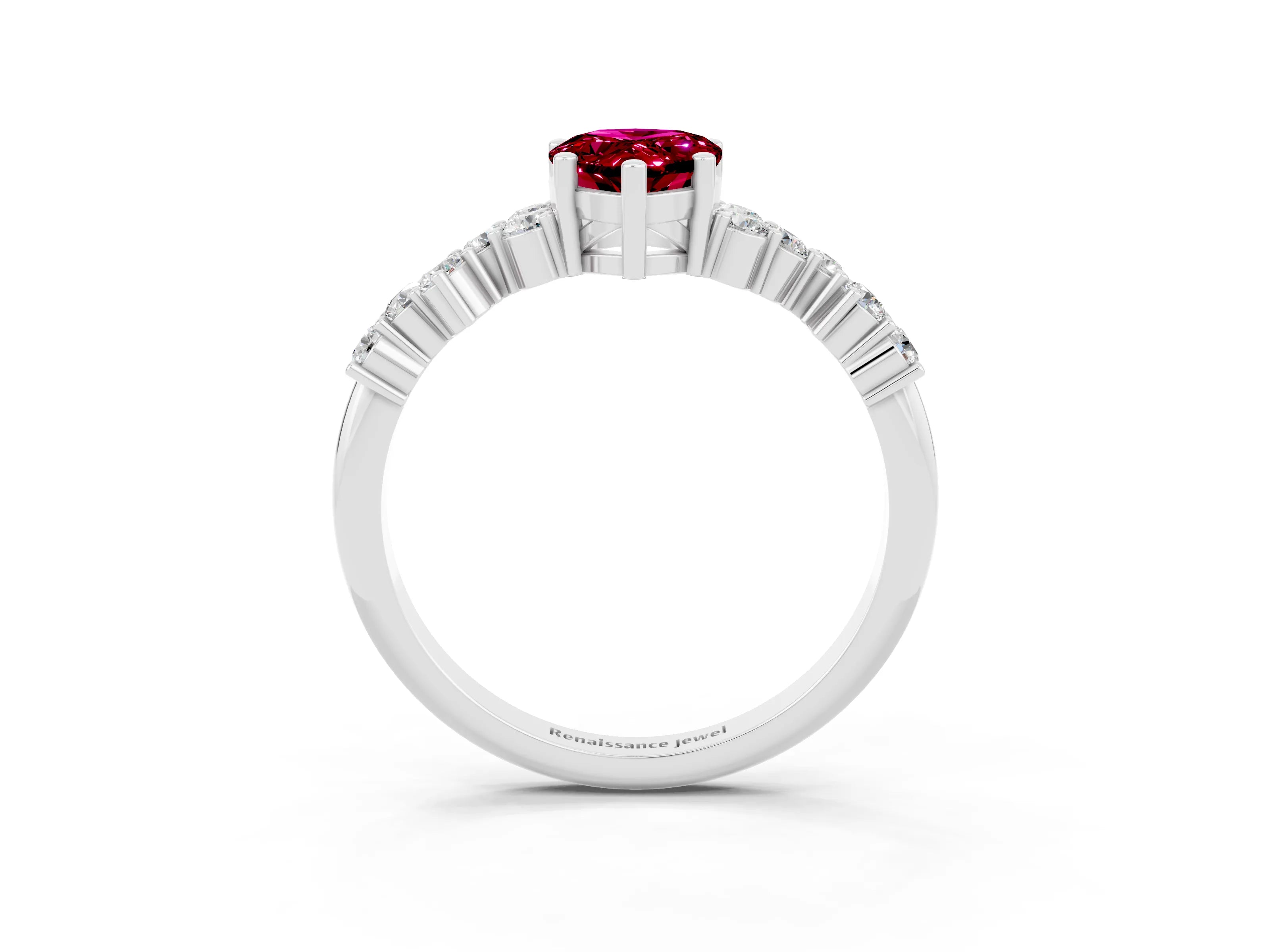 White gold Pear Cut Diamond Cluster Pavé Band with Four-Prong Setting_3