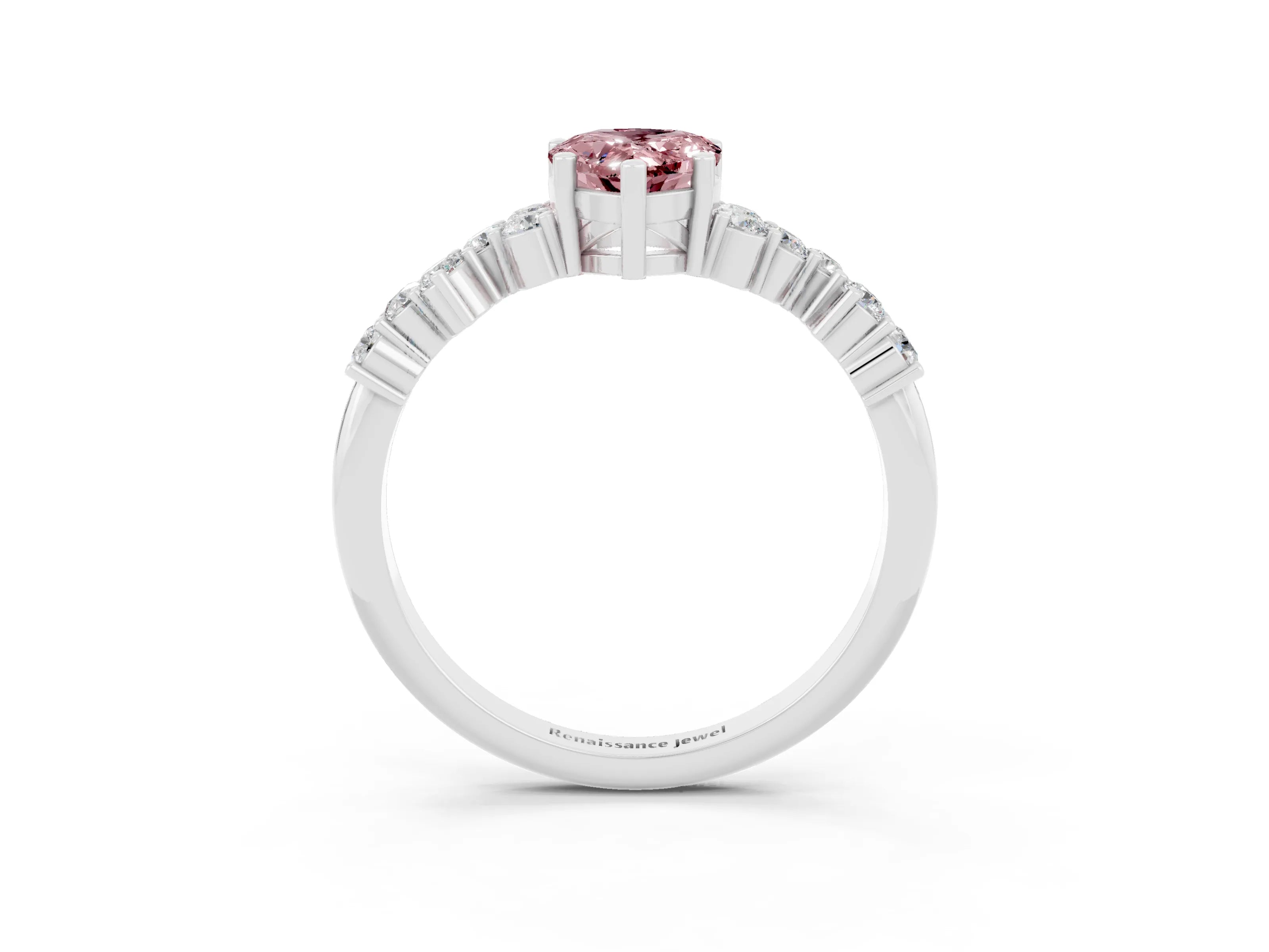 White gold Pear Cut Diamond Cluster Pavé Band with Four-Prong Setting_3