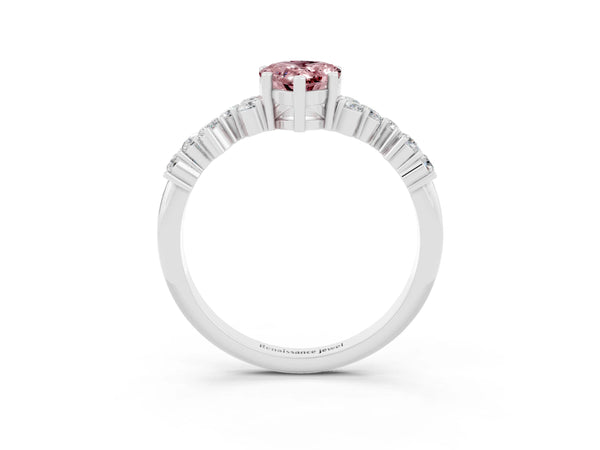 White gold Pear Cut Diamond Cluster Pavé Band with Four-Prong Setting