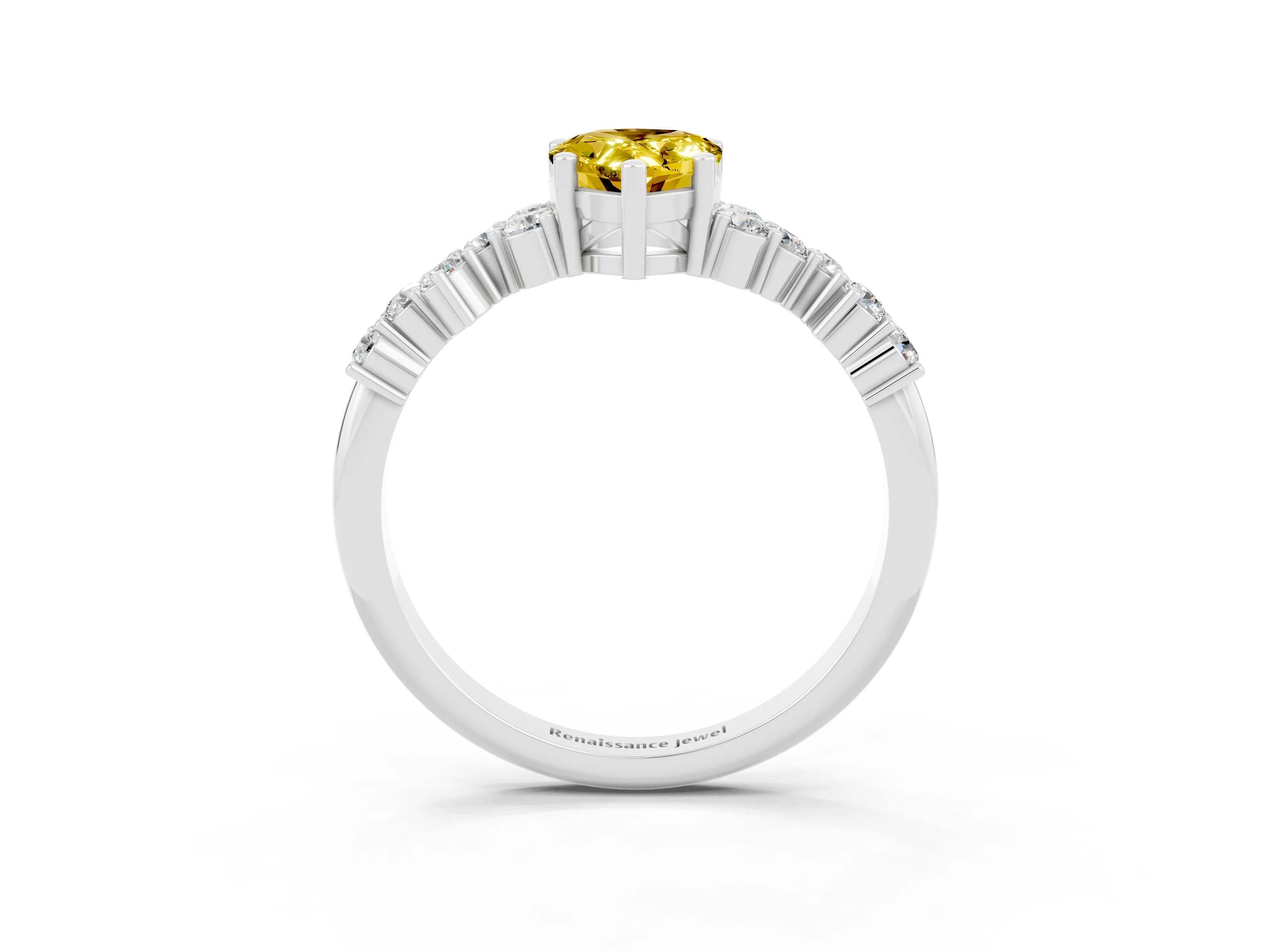 White gold Pear Cut Diamond Cluster Pavé Band with Four-Prong Setting_3