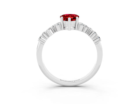 White gold Pear Cut Diamond Cluster Pavé Band with Four-Prong Setting_3