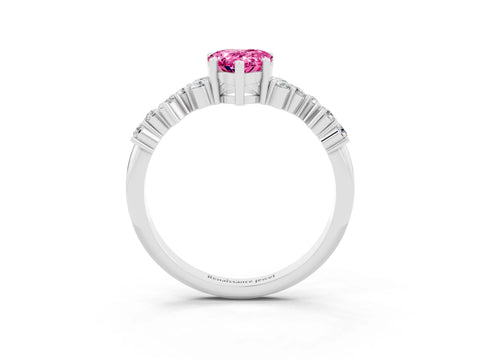 White gold Pear Cut Diamond Cluster Pavé Band with Four-Prong Setting_3