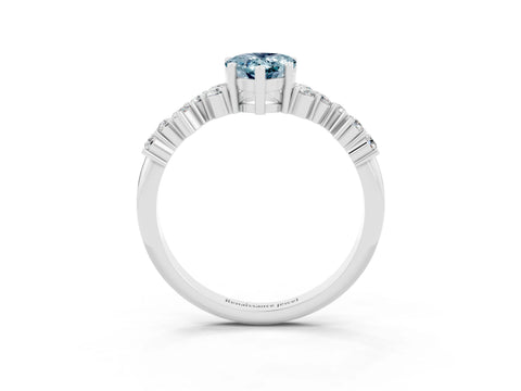 White gold Pear Cut Diamond Cluster Pavé Band with Four-Prong Setting_3