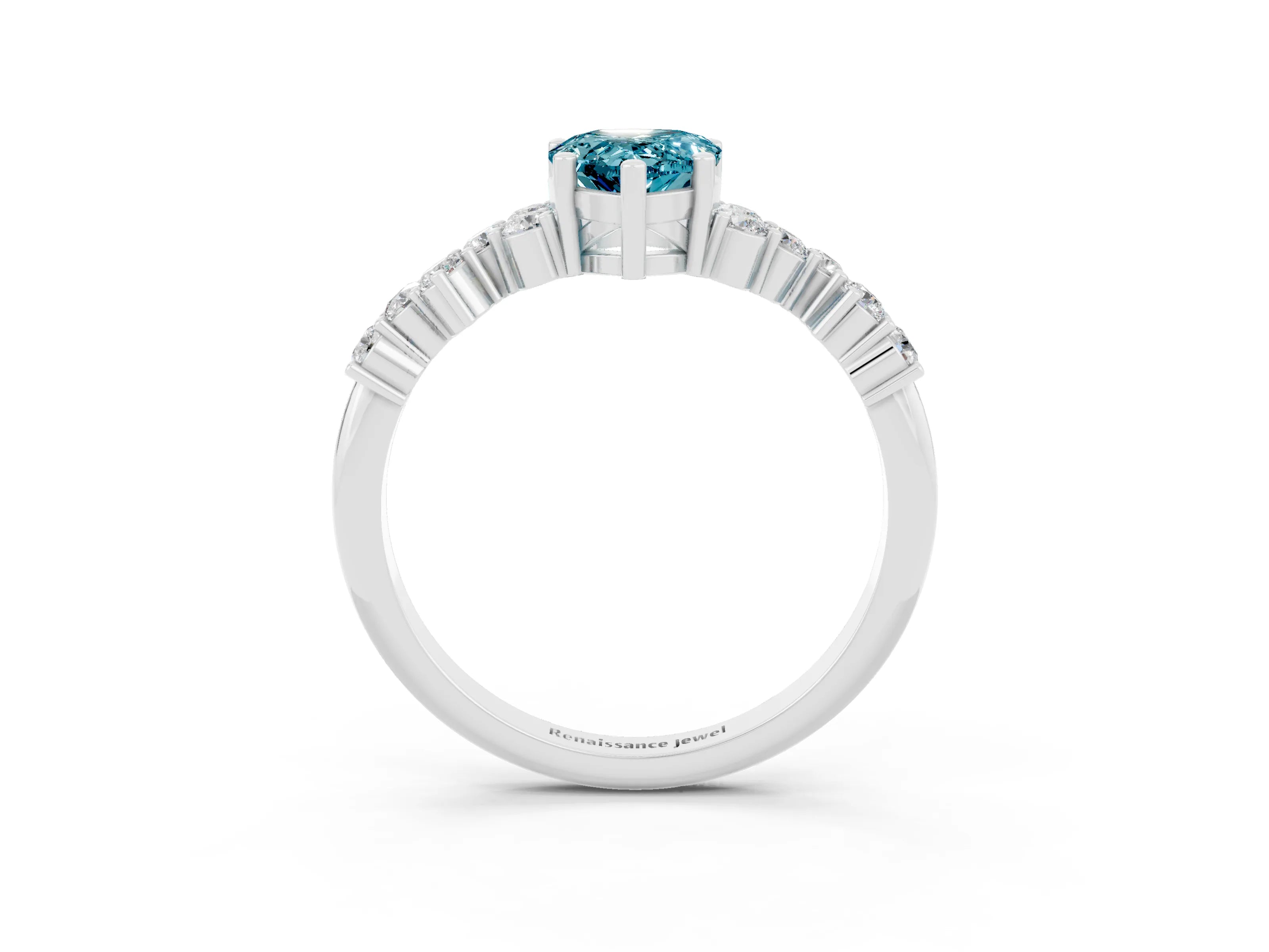 White gold Pear Cut Diamond Cluster Pavé Band with Four-Prong Setting_3