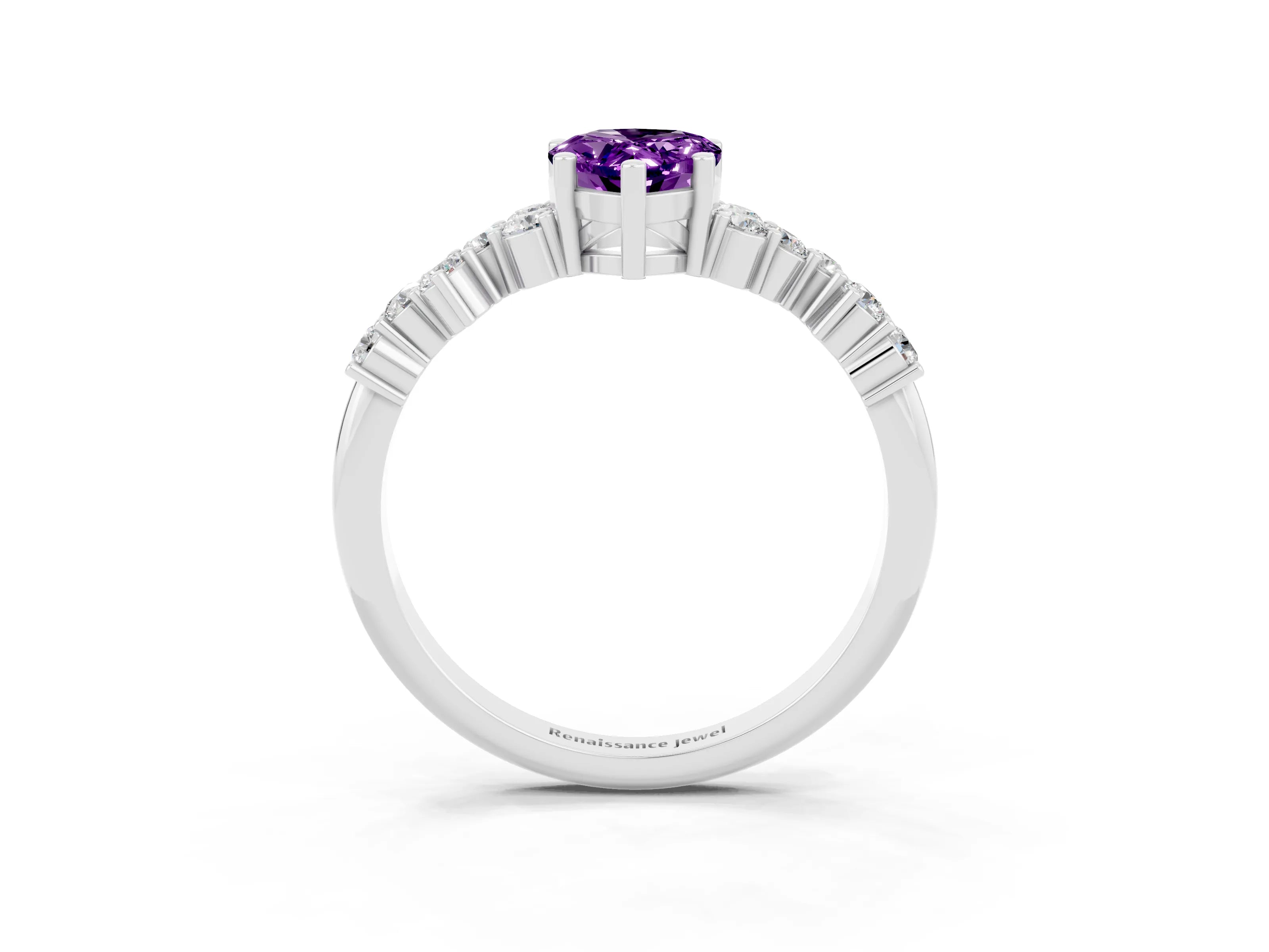 White gold Pear Cut Diamond Cluster Pavé Band with Four-Prong Setting_3
