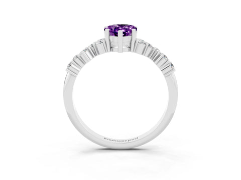 White gold Pear Cut Diamond Cluster Pavé Band with Four-Prong Setting_3