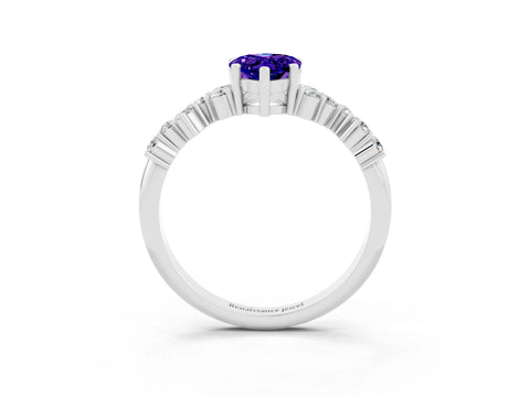 White gold Pear Cut Diamond Cluster Pavé Band with Four-Prong Setting_3