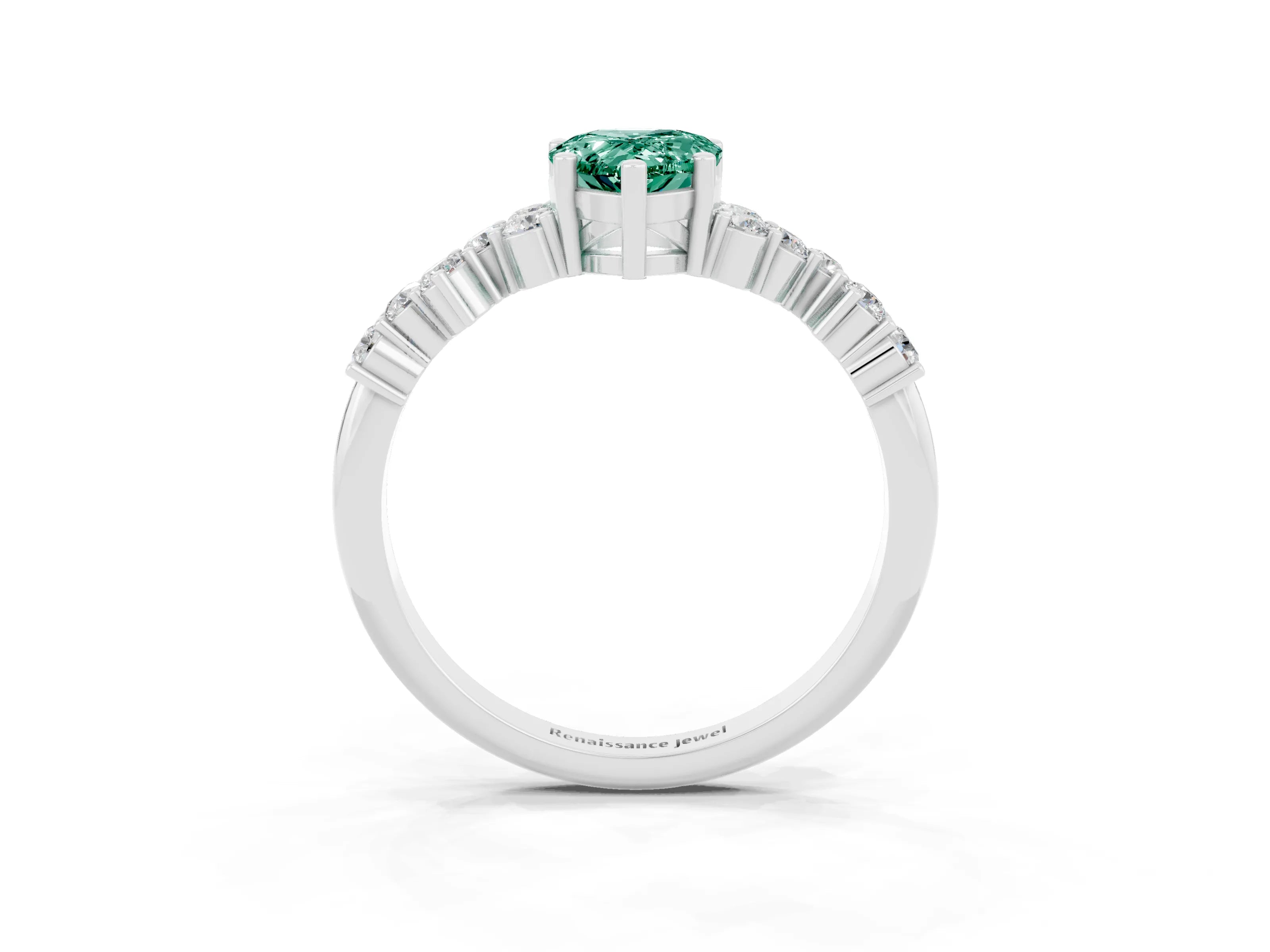 White gold Pear Cut Diamond Cluster Pavé Band with Four-Prong Setting_3