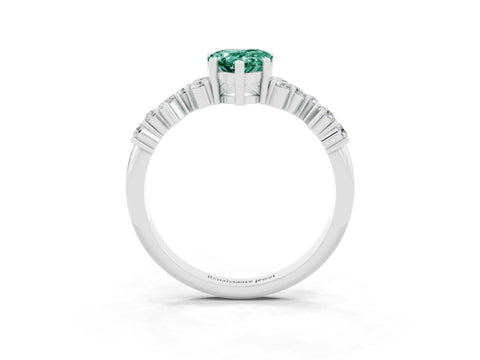 White gold Pear Cut Diamond Cluster Pavé Band with Four-Prong Setting_3