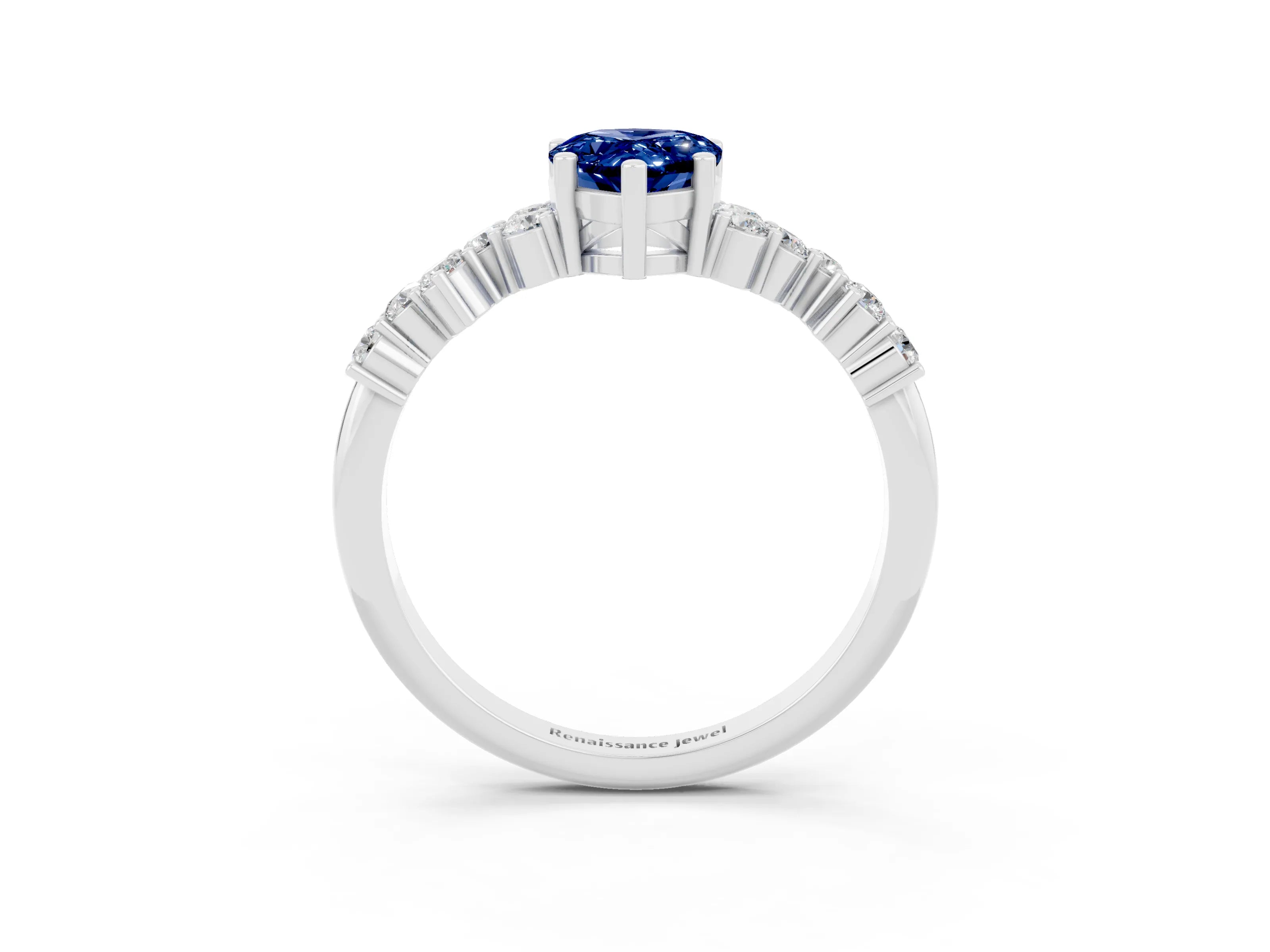 White gold Pear Cut Diamond Cluster Pavé Band with Four-Prong Setting_3