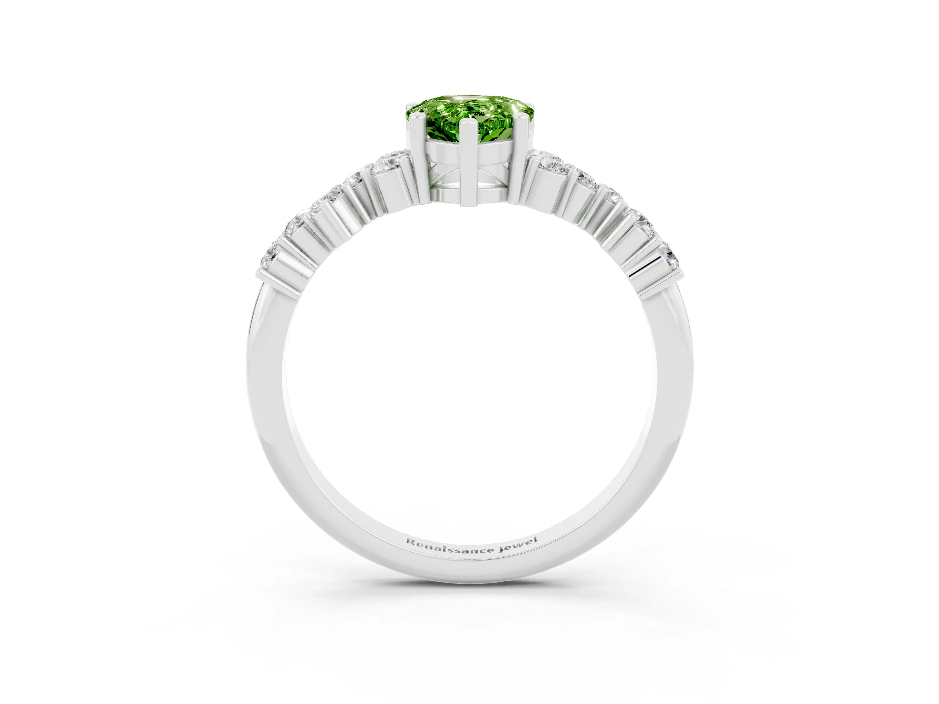 White gold Pear Cut Diamond Cluster Pavé Band with Four-Prong Setting_3