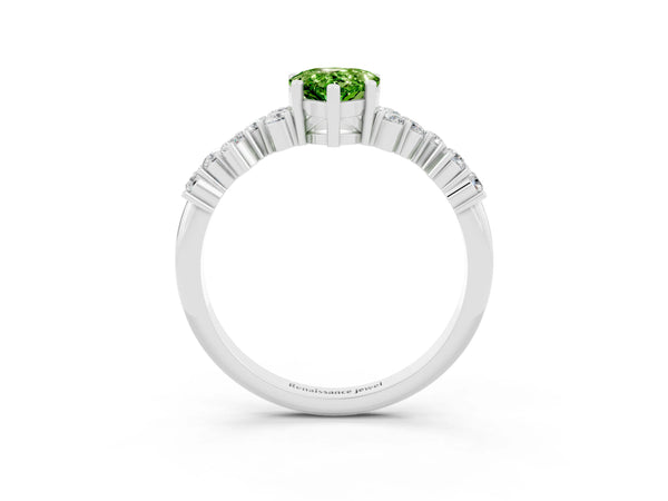 Platinum Pear Cut Diamond Cluster Pavé Band with Four-Prong Setting