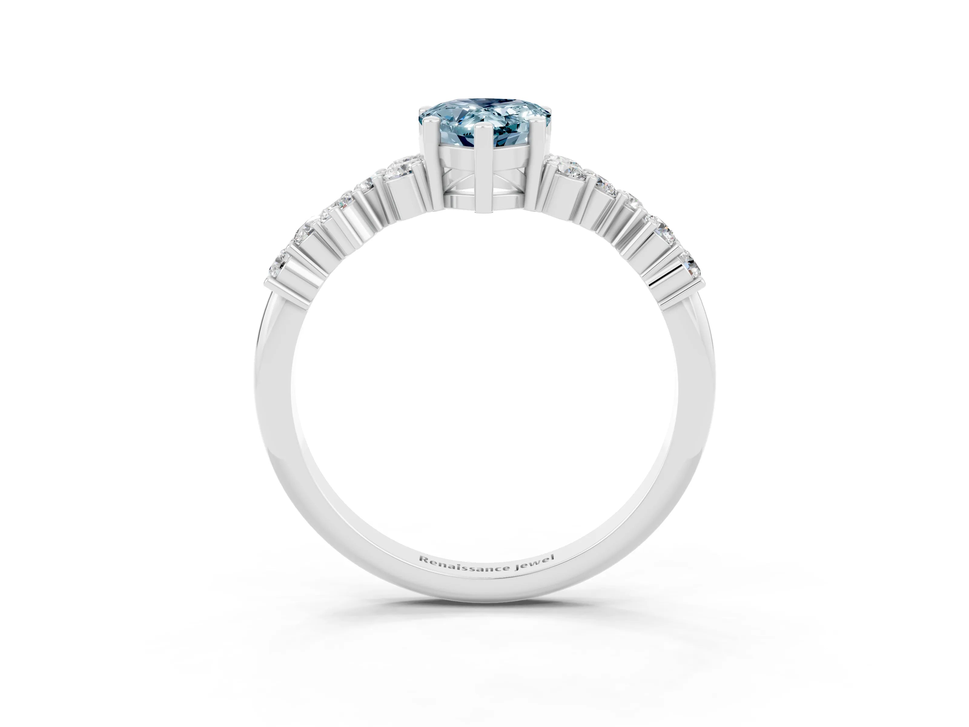 White gold Pear Cut Diamond Cluster Pavé Band with Four-Prong Setting_3
