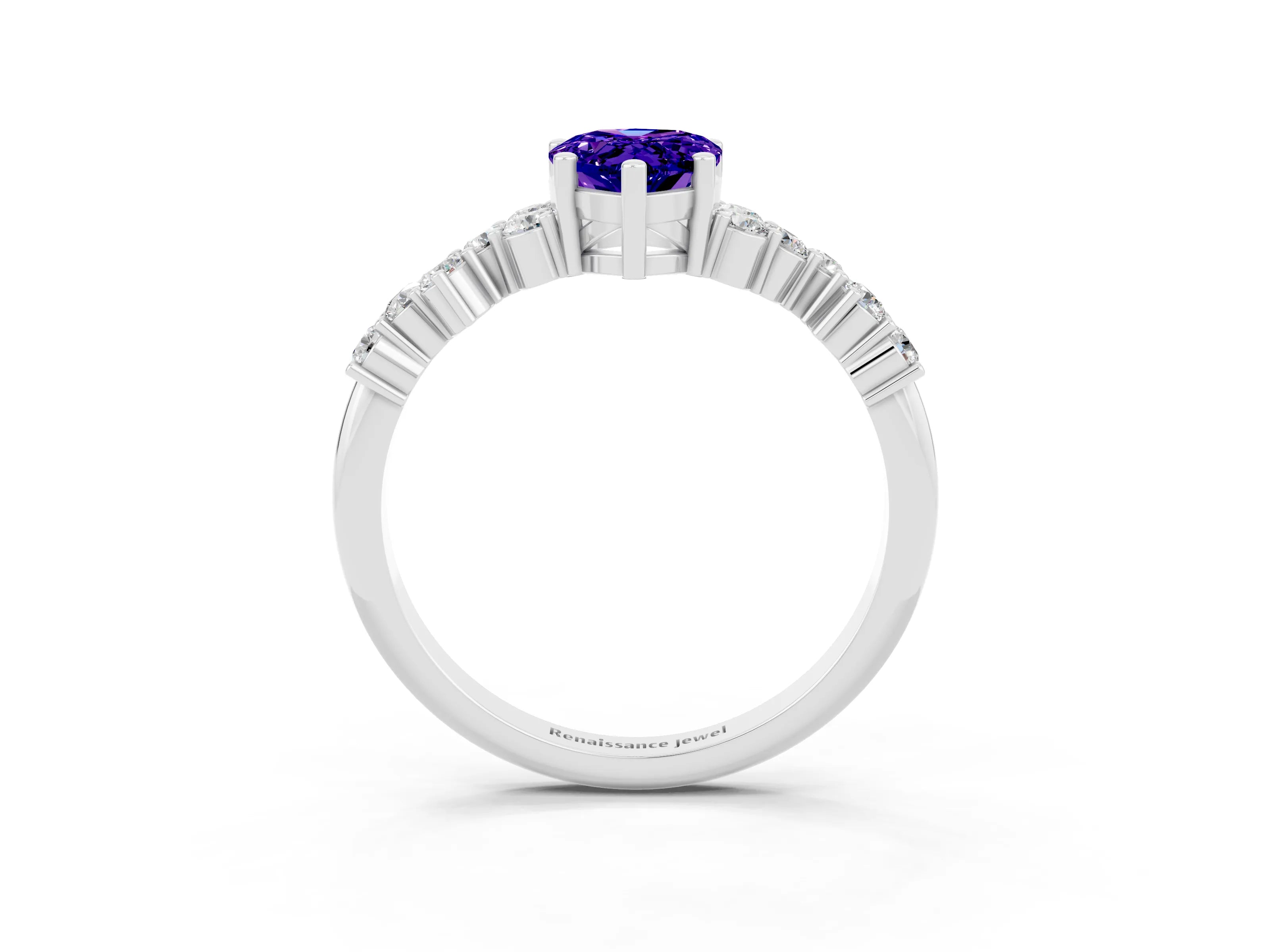 White gold Pear Cut Diamond Cluster Pavé Band with Four-Prong Setting_3