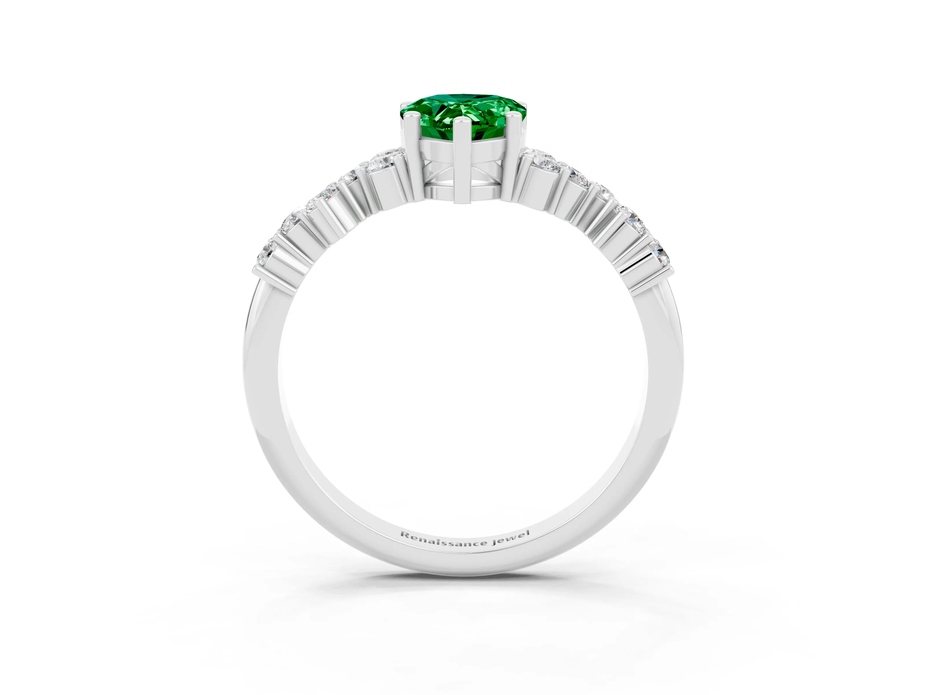 White gold Pear Cut Diamond Cluster Pavé Band with Four-Prong Setting_3
