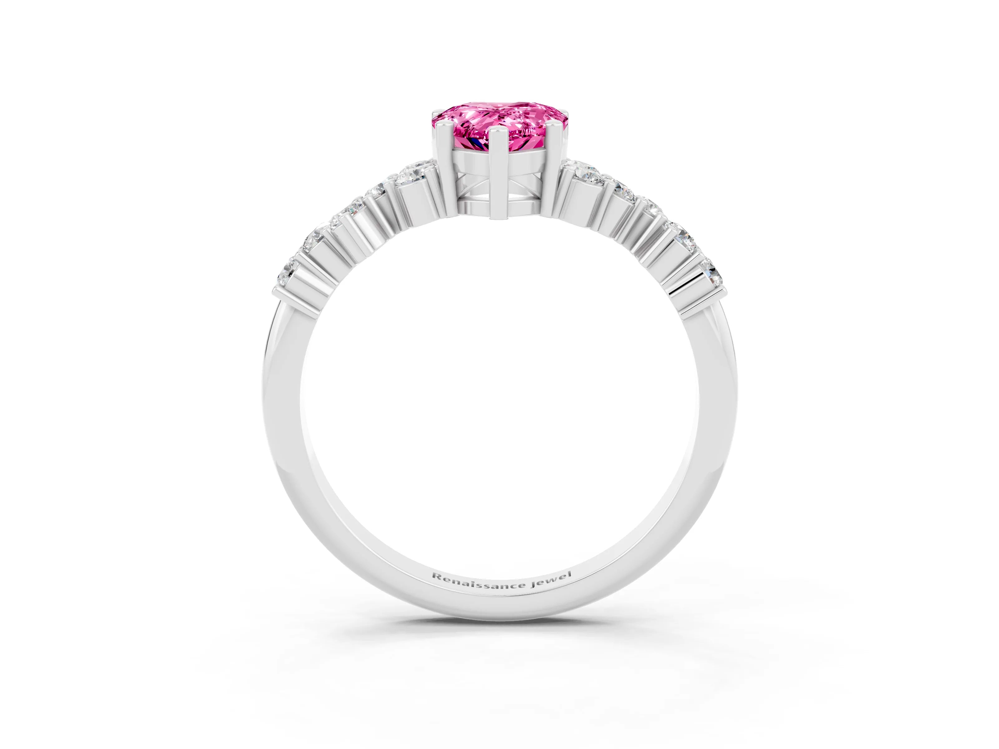 White gold Pear Cut Diamond Cluster Pavé Band with Four-Prong Setting_3