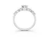 White gold Pear Cut Diamond Cluster Pavé Band with Four-Prong Setting_3
