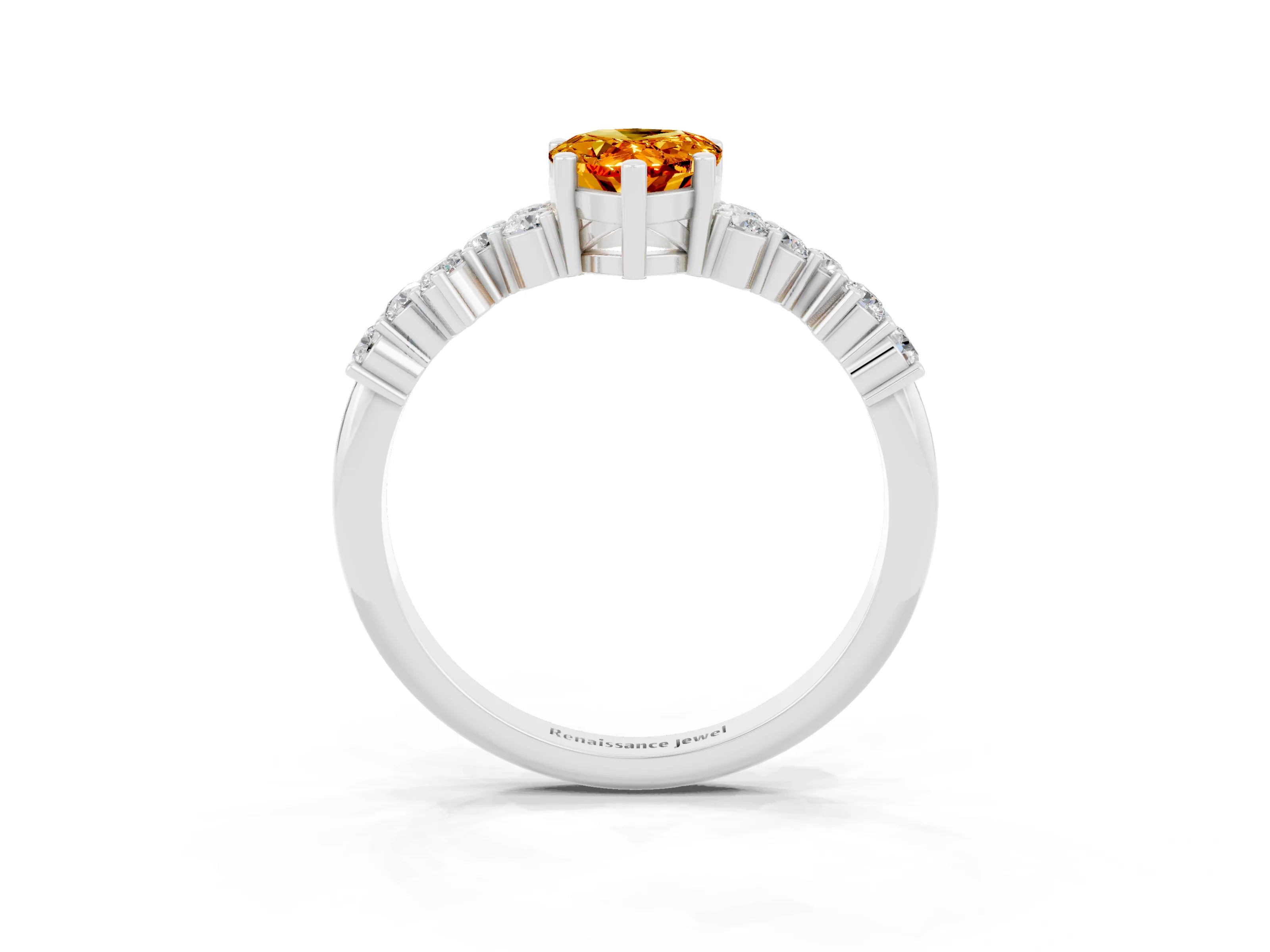 White gold Pear Cut Diamond Cluster Pavé Band with Four-Prong Setting_3