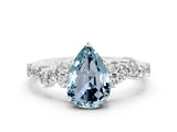 White gold Pear Cut Diamond Cluster Pavé Band with Four-Prong Setting