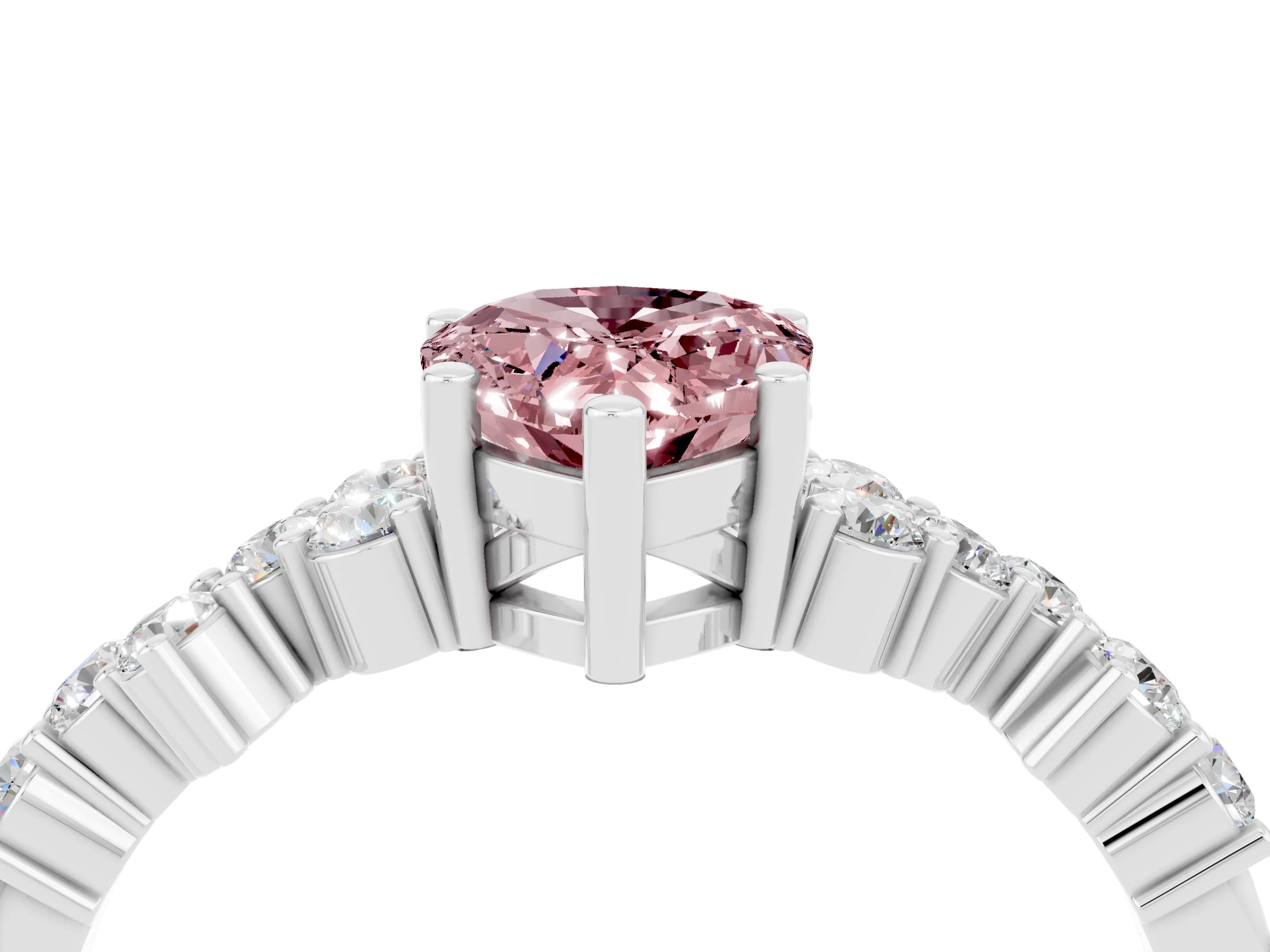 White gold Pear Cut Diamond Cluster Pavé Band with Four-Prong Setting_4