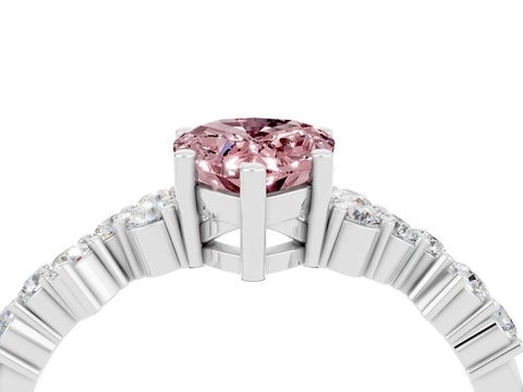 White gold Pear Cut Diamond Cluster Pavé Band with Four-Prong Setting_4