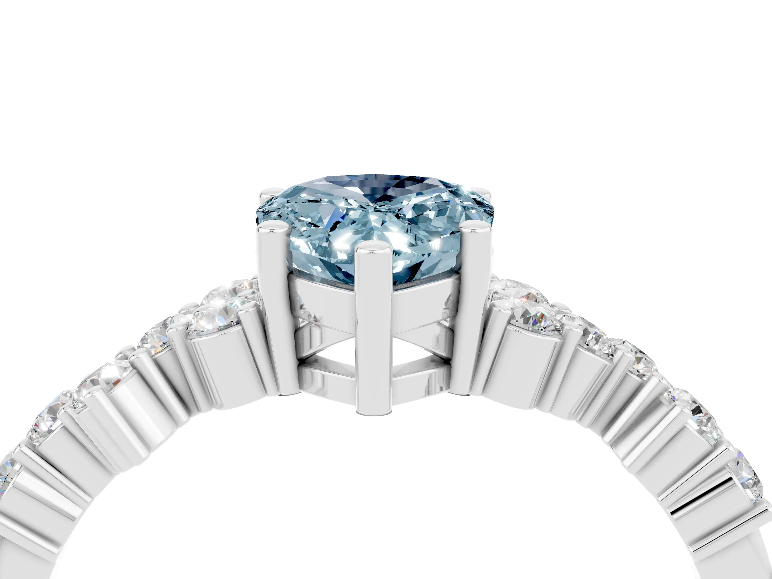 White gold Pear Cut Diamond Cluster Pavé Band with Four-Prong Setting_4