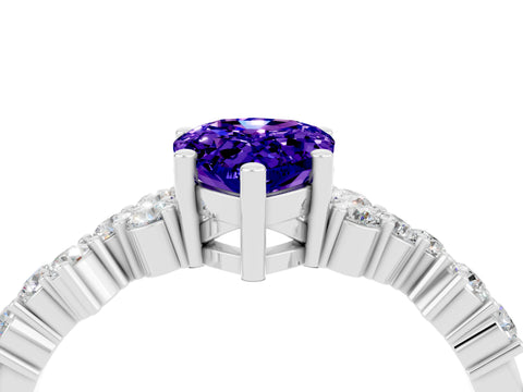 White gold Pear Cut Diamond Cluster Pavé Band with Four-Prong Setting_4