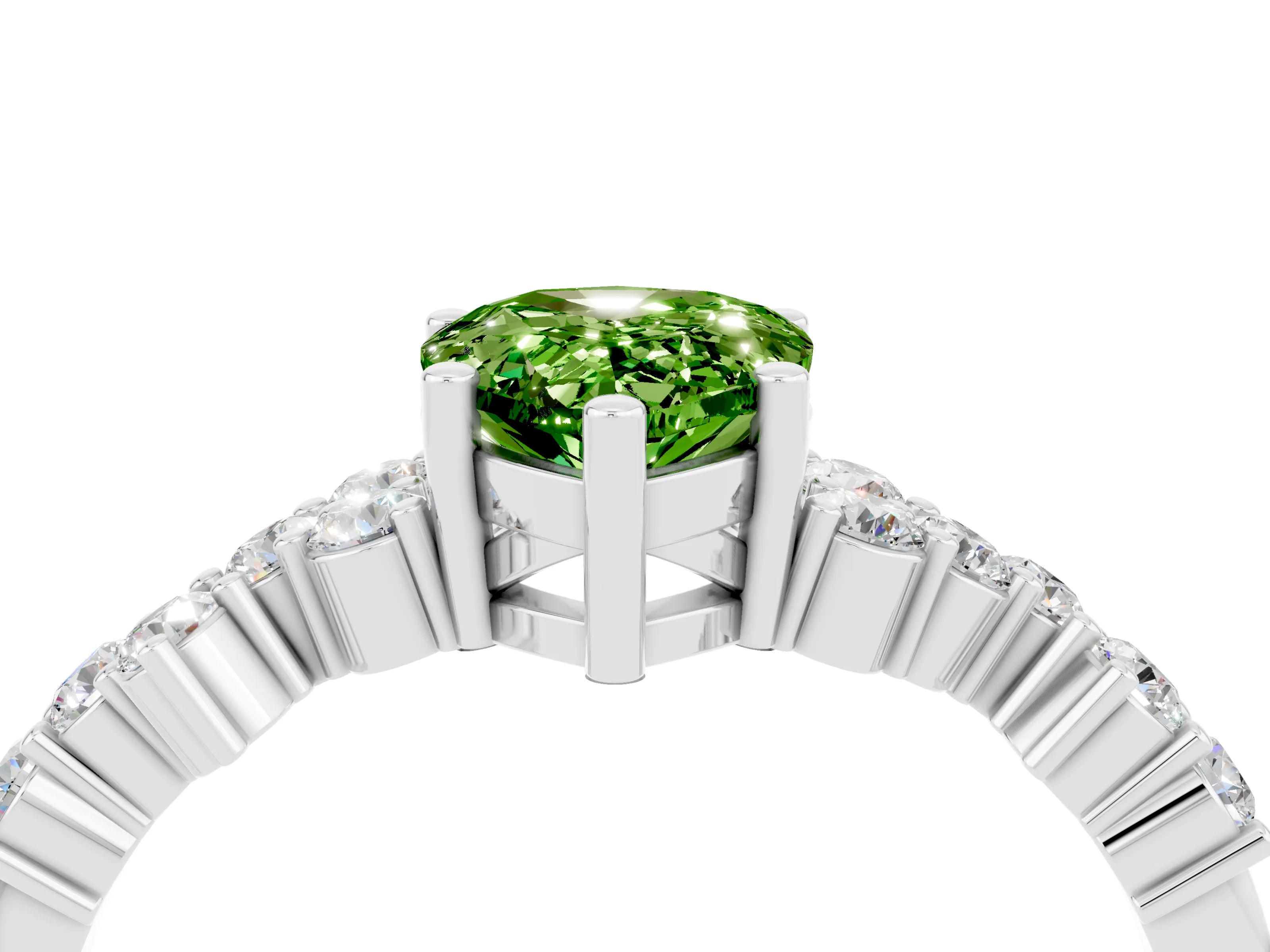 White gold Pear Cut Diamond Cluster Pavé Band with Four-Prong Setting_4