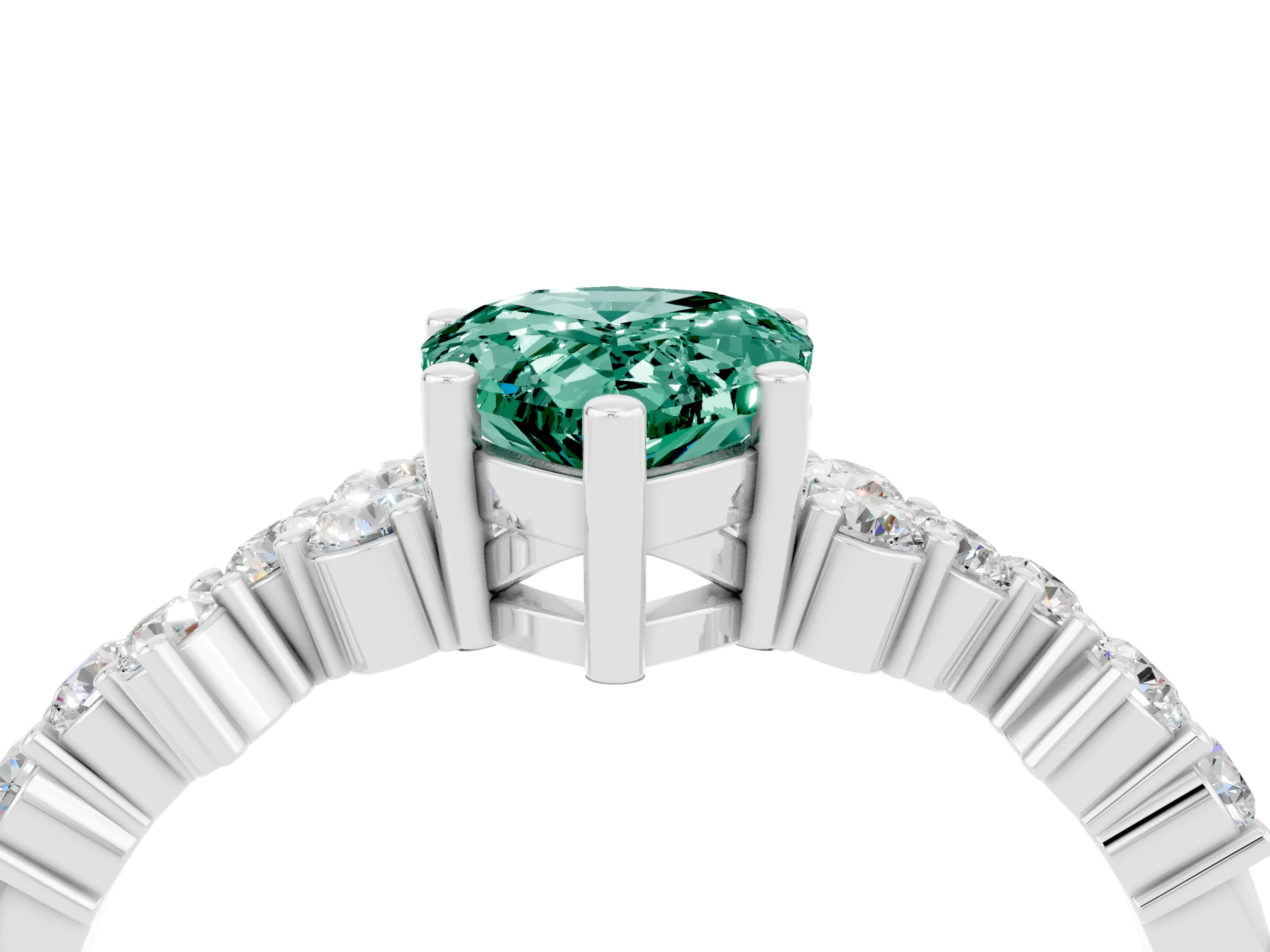 White gold Pear Cut Diamond Cluster Pavé Band with Four-Prong Setting_4