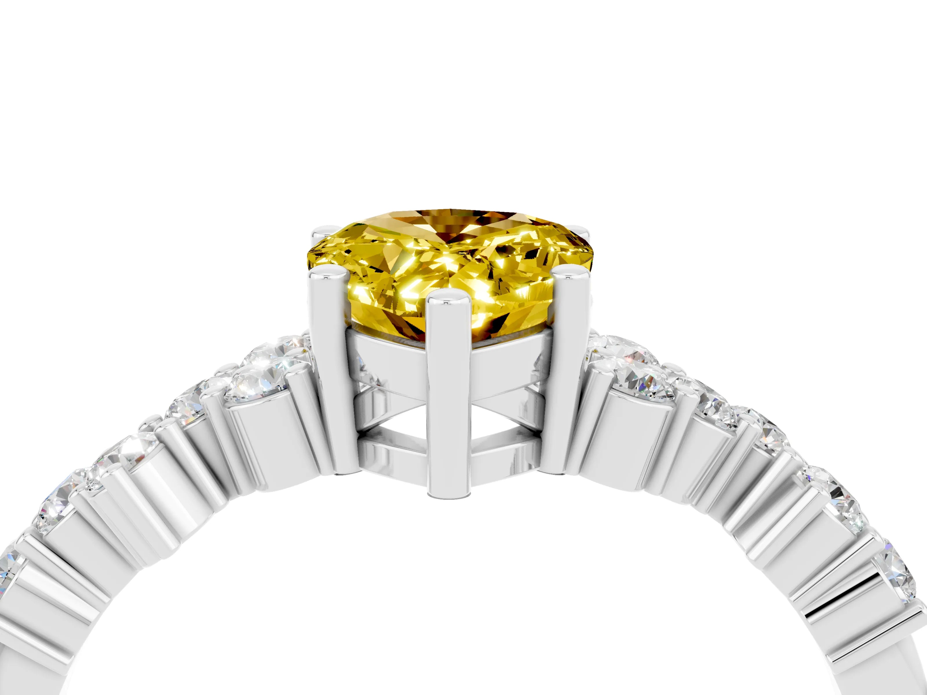 White gold Pear Cut Diamond Cluster Pavé Band with Four-Prong Setting_4