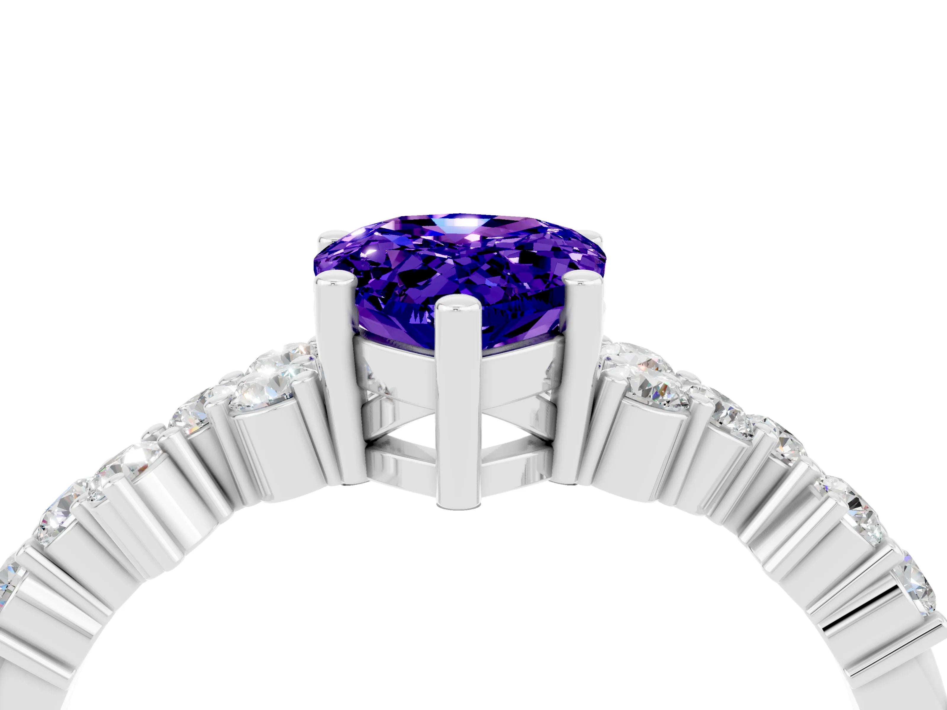 White gold Pear Cut Diamond Cluster Pavé Band with Four-Prong Setting_4