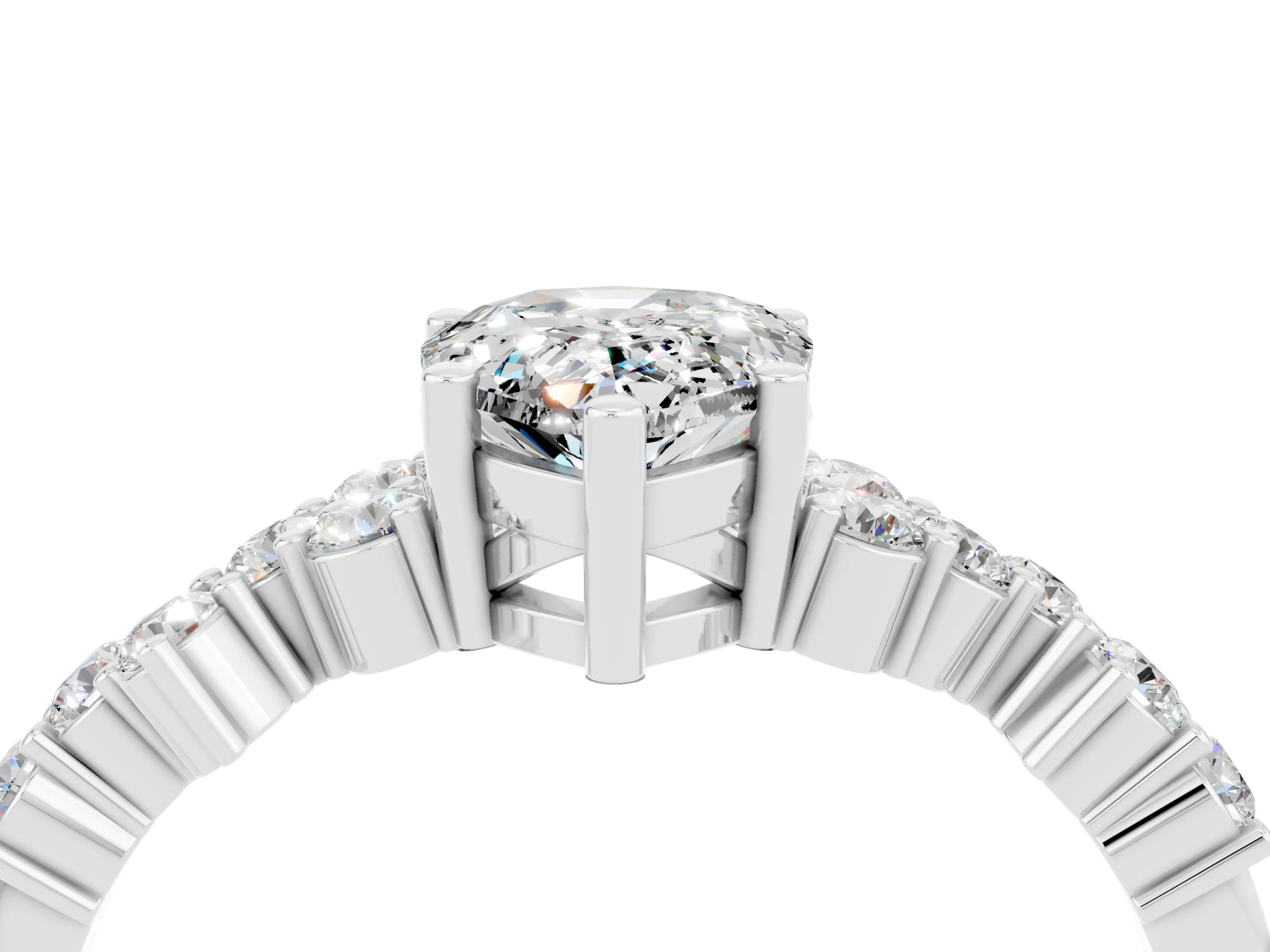 White gold Pear Cut Diamond Cluster Pavé Band with Four-Prong Setting_4