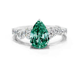 White gold Pear Cut Diamond Cluster Pavé Band with Four-Prong Setting
