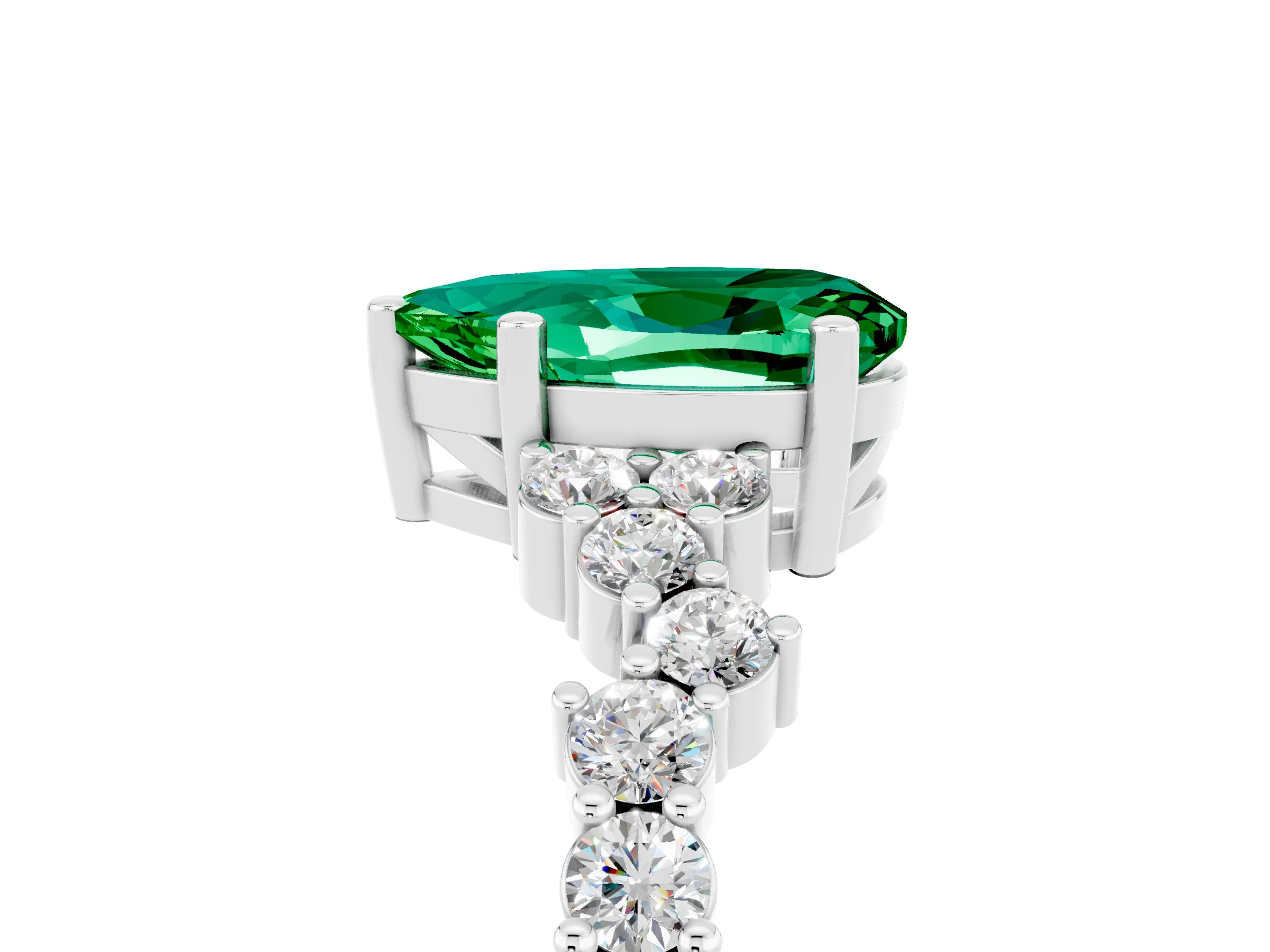 White gold Pear Cut Diamond Cluster Pavé Band with Four-Prong Setting_5