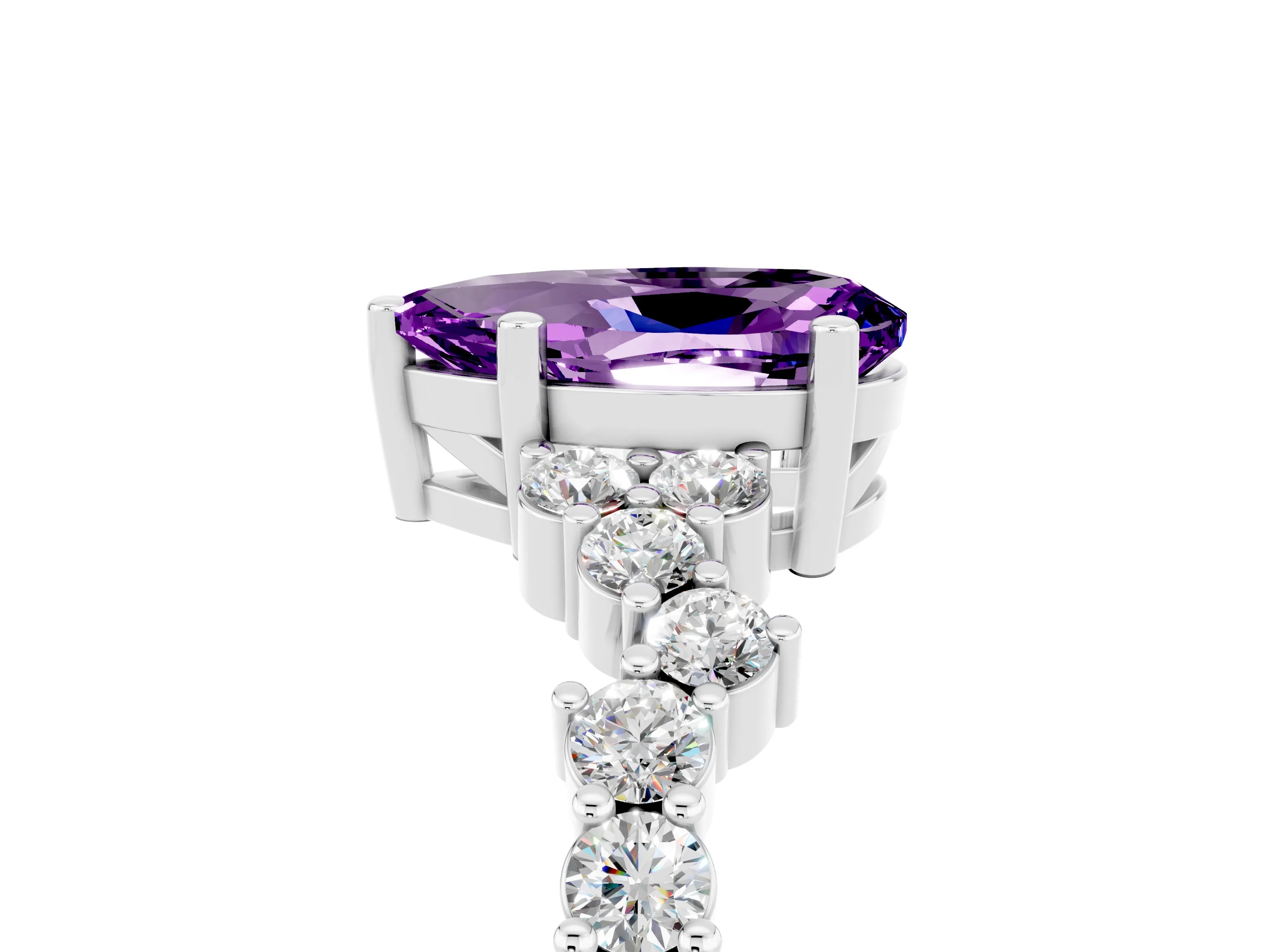 White gold Pear Cut Diamond Cluster Pavé Band with Four-Prong Setting_5
